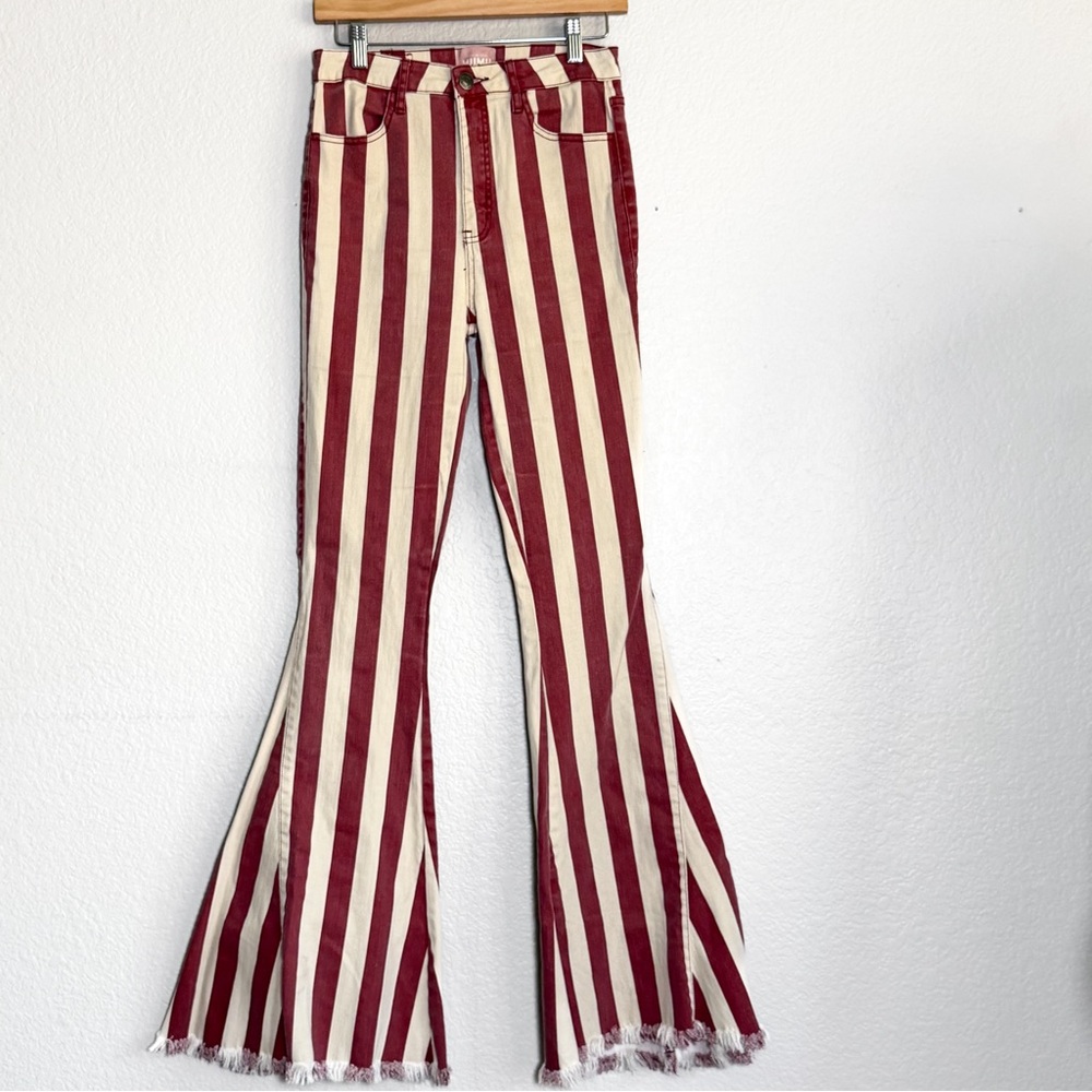 Show Me Your Mumu Berkeley Bell Flare Jeans Red Stripe High Rise 28 - Picture 3 of 12